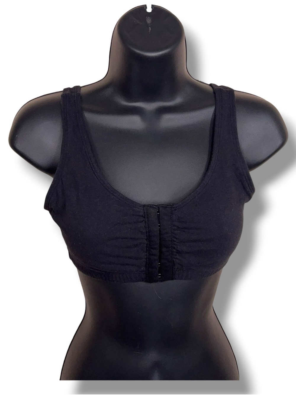 Size 36 Fruit Of The Loom Black Front Closure Bra Cotton Blend Stretch Comfort